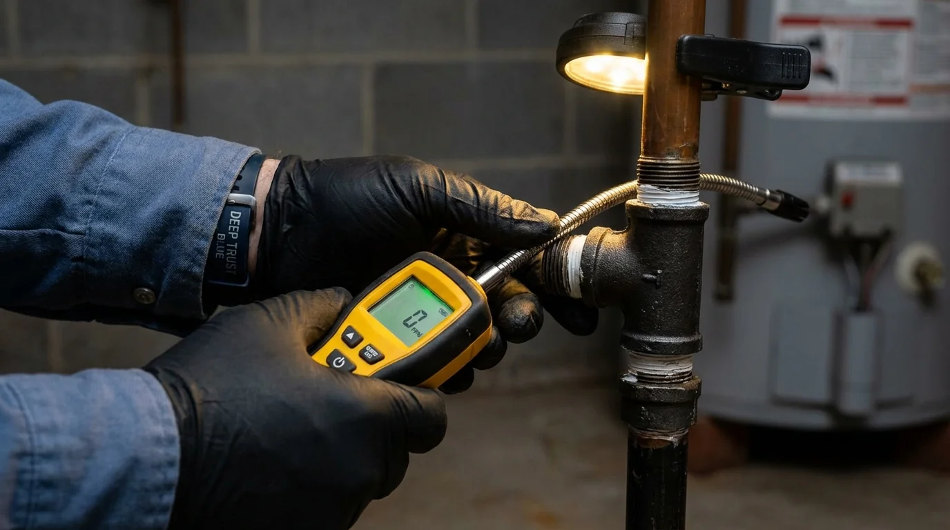 Gas leak detection with electronic sniffer by Johns Plumbing LLC in Pulaski