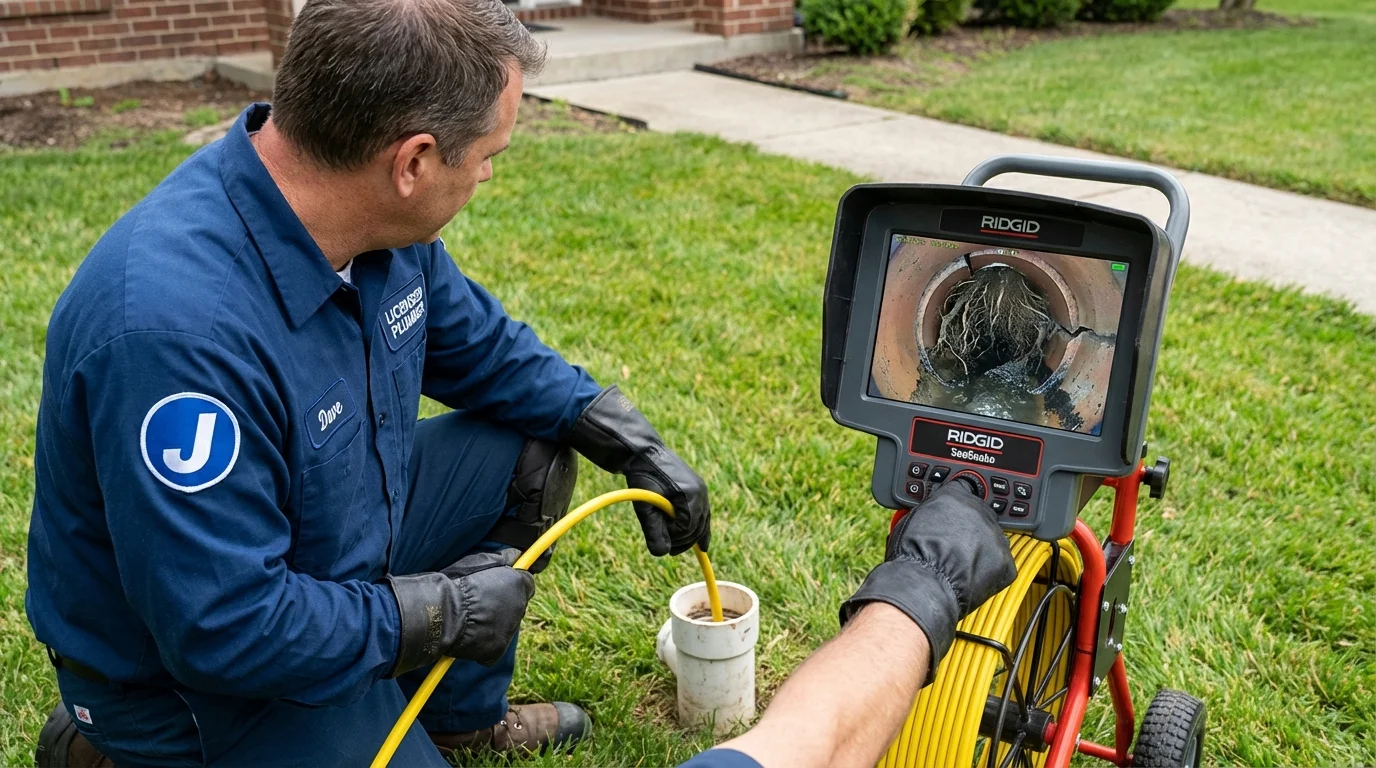 Sewer camera inspection being performed by Johns Plumbing LLC in Pulaski